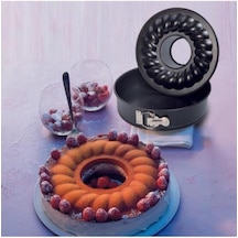 18cm Tüm Airfryer Cihazları İçin İdealdir 2 Li Kelepçeli Yanmaz Yapışmaz Teflon Kek Kalıbı Seti Siyah