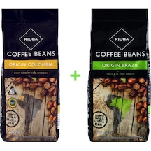 Rioba Çekirdek Kahve - Origin Colombia 500 Gr + Brazil 500 Gr Ekonomik 2 Li Paket Çekirdek