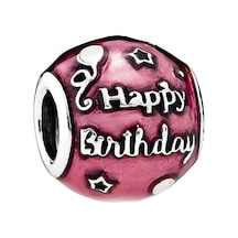 Nur Silver Happy Brithday Gümüş Charm Nur-bl01338
