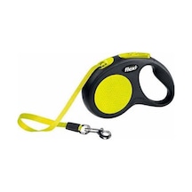 New Neon Otomatik Şerit Köpek Gezdirme Tasması Medium 5 Mt Sarı Çok Renkli