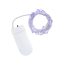 Springsun Pil İle Çalışan 10 Led'li 1 Metre Bakır Tel Işık Şeridi - İç/dış Mekan Dekorasyonu Mor