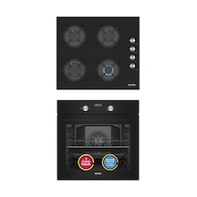 Simfer 4 Fonksiyon Trend Dijital Siyah Power Turbo 2'li Ankastre Set ( Fırın +  Ocak)