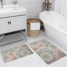 Rovigo Home Baskılı Kaymaz Taban 2 Li Banyo Paspas Takım Rvg5201-100X60-60X50 Çok Renkli