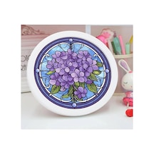 5d Elmas Taş İşleme Kiti 20x20 Cm Yuvarlak Çerçeveli Mor Menekşe Desen Diamond Painting
