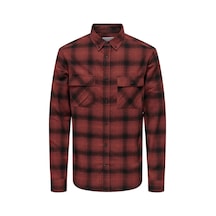 Only & Sons Erkek Onsmatt Uzun Kollu Regular Fit %100 Pamuk Gömlek 22030127 Kırmızı Kırmızı