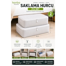 Saklama Hurcu 2'li Set 60x40x20 Cm Baza Altı Hurç Fermuarlı Yorgan Battaniye Kıyafet Düzenleyici Çok Amaçlı Saklama Kutusu 2 Adet Krem