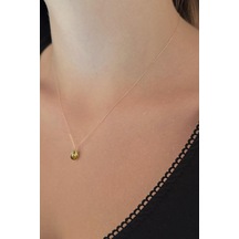 14 Ayar Altın Gün Yeşili Taşlı Damla Kolye 001