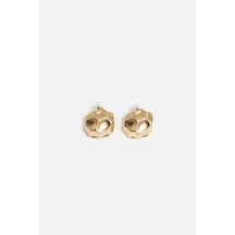 Geometrik Bombeli Küpe Gold
