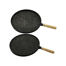 Çift Taraflı Döküm Granit Bazlama - Gözleme Tavası 36cm 4915 Siyah