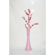 60 Cm Desenli Pembe Vazo Fuşya Bahar Dalı