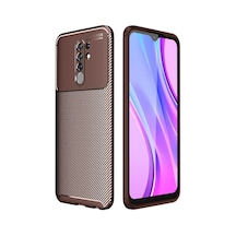 Xiaomi Redmi 9 Kılıf Zore Negro Silikon Kapak-Kahverengi