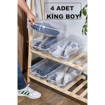4 Adet Erkek Ayakkabı Saklama Kutusu Büyük Boy Bagaj Ve Tatil Ayakkabı Ayakkabılık Düzenleyici Plast Diğer
