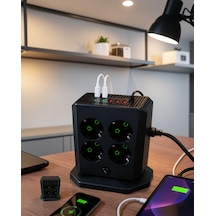 Çoklu Priz 8 Çıkışlı 4 Usb 2 Type-c Anahtarlı Dikey Priz Kulesi Uczza105priz-3 0