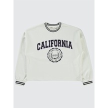 Civil Girls California Baskılı 10-13 Yaş Sweatshirt Ekru