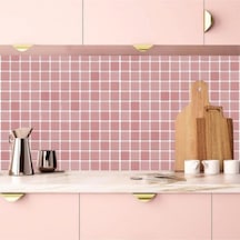 Mutfak Tezgah Arası Kendinden Yapışkanlı Folyo Kaplama Mozaik Taş Desen Pembe 60cm X 100 Cm