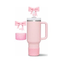 Pembe Simli Silikon Termos Taban Koruyucu Ve Pipet Tıpası Seti