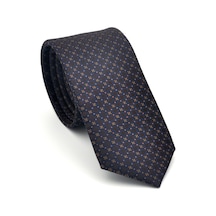 Gaffy Bej Karışık Desenli Kahverengi Dokuma Kumaş Mendilli Slim Fit Kravat // Sdk-2502-5 Kahverengi