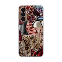 Samsung Galaxy A27 Uyumlu Leopar Kırmızı Vibes Baskılı Silikon Kılıf Renkli