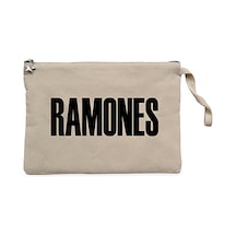 Ramones Text Krem Clutch Astarlı Cüzdan / El Çantası Krem