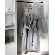Madame Coco Carole Unisex %100 Pamuk Bornoz Set - Açık Gri - Lüks Koleksiyon Gri