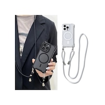 Chenkestoreone Transparan Manyetik Kablossuz Şarj Askılı Kolye İphone 17promax 17pro 17air 17 16 15 14 13 12 11 Kayıp Önleyici Kılıf