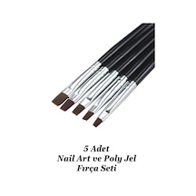 5 Adet Protez Tırnak Jel Fırçası Nail Art Fırça Seti Builder Jel Ve Poly Jel Fırçası Siyah