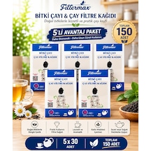 Pratik Bitki Çayı Ve Çay Filtre Kağıdı 30'lu 5'li Paket Beyaz
