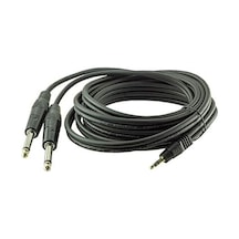 Parcbeny 17526 3.5 Mm Stereo Erkek / 2x6.3 Mm Mono Gitar Erkek 3 Metre Kablo Seslendirme Kablosu 2 Gitar-3.5mm Stereo Jak