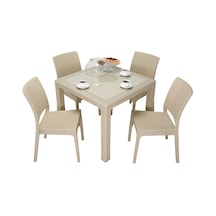 Mandella Elit Rattan 90x90 Elit Sandalye Camlı Masa Takımı Çölbeji Diğer