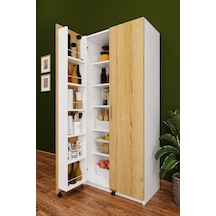 Lüks 2 Kapılı Çok Amaçlı Kiler Dolabı %100 MDF Erzak Organizer Mutfak Dolabı MK02