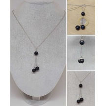 Shungite Şungit Taşı Zincirli Kolye 42135 Çok Renkli