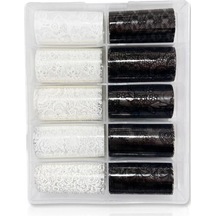 Misyul Farklı Desenli Tırnak Folyosu 5+5 Siyah Beyaz Mıs-2176