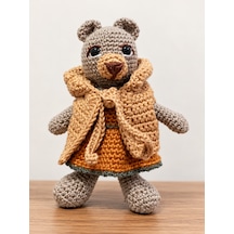 Elbiseli Yelekli Küçük Ayı Amigurumi Bebek