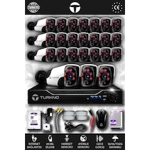 Turkno 24 Kameralı Pania 24 Dış Kamera Set 250 GB HDD Full HD Gece Görüşlü Güvenlik Kamerası Sistemi