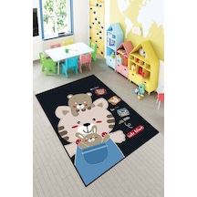Lacivert Kaymaz Tabanlı Yıkanır Ayıcıklı Bebek Halısı Ar1009n11