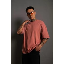 Butik İstanbul Erkek 24/1 Düz A Kalite Oversize T-shirt - Gül Kurusu Mavi