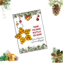 Yılbaşı Hediyesi Sarı Renk Ahşap Yıldız Anahtarlık 5 Adet