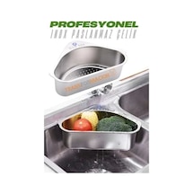 Inox Lavabo Köşe Süzgeci Organizer 304 Paslanmaz Çelik Çok Renkli