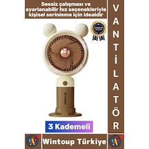 Vantilatör Sessiz Yoğun Üflemeli 3 Kademeli Telefon Stantlı Şarjlı Şık Mini Masa El Fanı Vantilatör