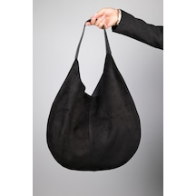 Luvishoes Luvi Shoes Puja Siyah Cilt Siyah Hakiki Süet Deri Kadın Omuz Çantası Siyah Siyah