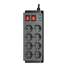 8 Prizli Çoklu Uzatma Prizi - 3 Usb Hızlı Şarj Portu İle Güvenli Kontrol 0