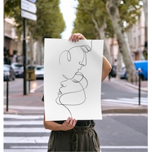 Çizgisel Çerçevesiz Poster Erkek Ve Kadın - Dijital Baskı - Soyut Çizgisel Temalı Poster