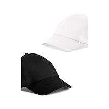 Unisex Siyah Ve Beyaz Rengi 2'li Beyzbol Şapka Seti - Unisex Siyah - Beyaz