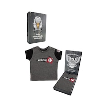 Beşiktaş Antrasit Bebek T-shirt Kişiye Özel Ahşap Kutulu Antrasit