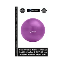 Özel Üretim Fitness Denge Sağlık Cosfer & Plt-65 Cm Poşetli Pilates Topu Mor