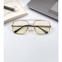 Gold Çerçeve Unisex Mavi Işık Filtreli Gözlük