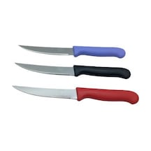 Tujo Knives-2280 Tekli Büyük Tırtırlı Sebze & Ekmek Bıçağı Renkli Plastik Saplı- 12'li Paket