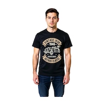 Paybuy Klasik Vintage Araba 1946 Baskılı Erkek Tişört Siyah