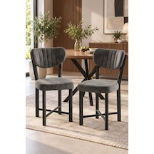 Sulorahome Metal Mutfak Sandalyesi 2'li Set Charcoal grey