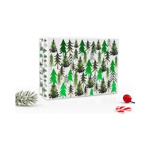 Yılbaşı Hediye Kutusu 32x23x9 Cm Noel Temalı Kapaklı Hediye Kutusu Dayanıklı Karton, Varak Detaylı Yeni Yıl Hediye Paketi Kutusu Model 4 Cok Renkli
